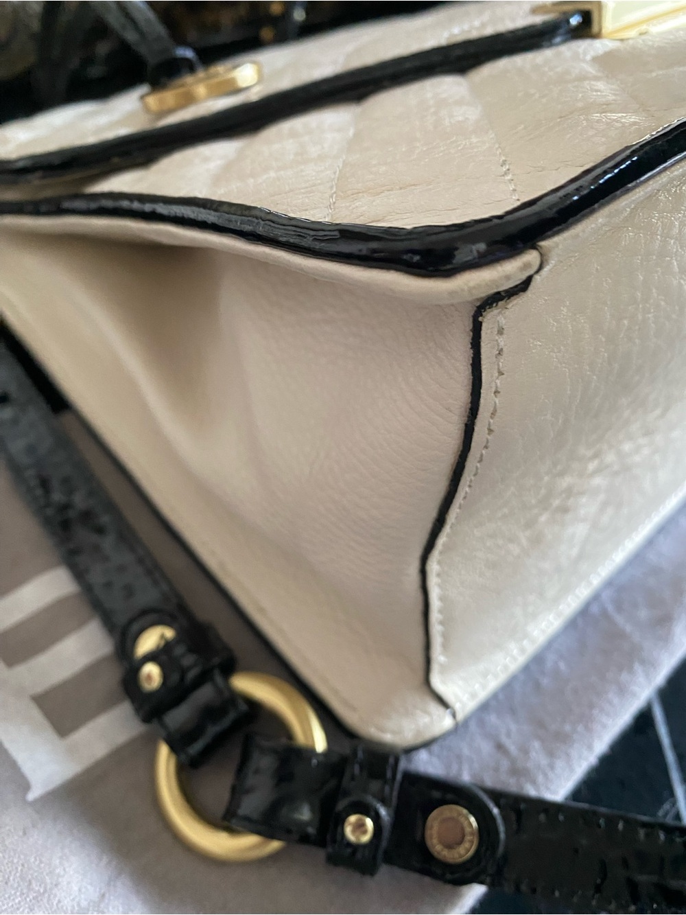 ▪️AMAZING CREME FLORENTINE OPHELIA BRAHMIN QUILTED LEATHER SATCHEL▪️ - Picture 8 of 15